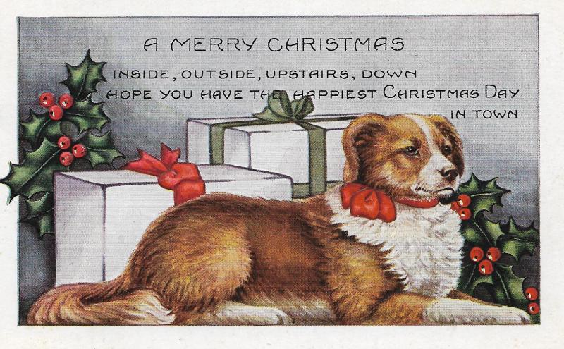1923 Christmas dog card